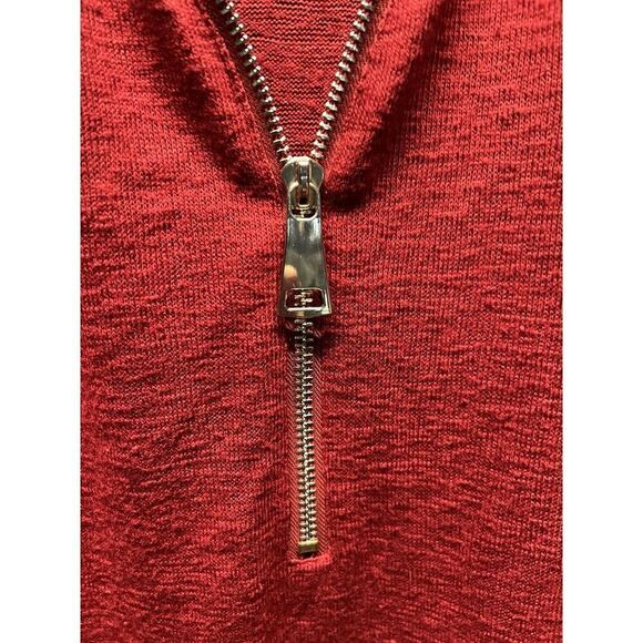 Soft Surroundings Valentina 1/2 Zip Sweater V-Neck Knit Top Red Dahlia Size L - Picture 2 of 7